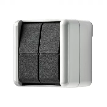 JUNG 835 W Double bouton-poussoir, 2 contacts à fermeture, 10 A 250 V, IP44, WG 800