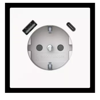 Busch-Jaeger Prise SCHUKO / USB-A+C Safety+ 20 EUCB2USBAC-44G blanc studio
