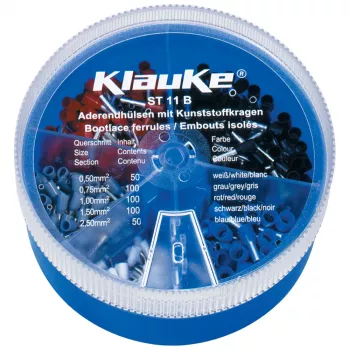 Assortiment d'embouts de fil isolés KLAUKE ST 11 B - 625 pièces, 0,5-10 mm², boîte gris/noir