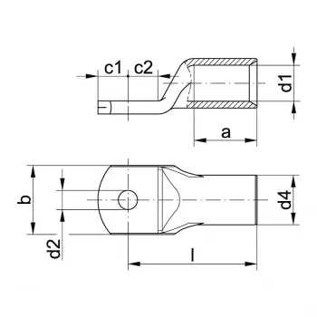 Klauke cosse tubulaire 185 mm² 11R/16 sans trou d'inspection