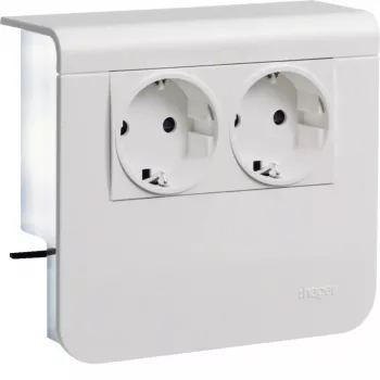 Support d'appareillage HAGER avec prise 2 postes 20x55mm blanc trafic (SL200559009016)