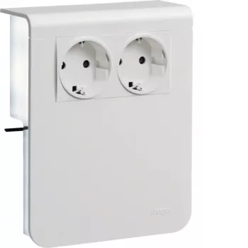 Support d'appareillage HAGER SL201159009016 prise 2 postes 20x115mm blanc trafic (RAL 9016)