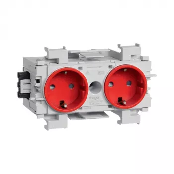 Hager GS20013020 Prise Schuko à encastrer, rouge, IP20, 250 V, 16 A, 10 pièces