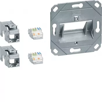 Hager GMKSRJ45C6A2 module de connexion 2x RJ45 Cat.6a pour plaque centrale UAE 2 postes sans halogène