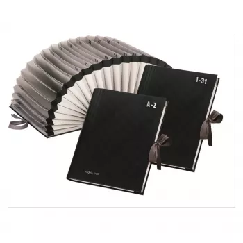 Chemise d'organisation PAGNA A4 noire 12 compartiments dos 30 mm 24211-04