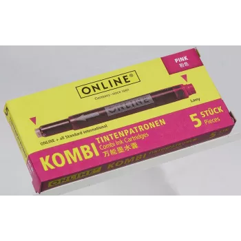 Cartouches d'encre ONLINE 17175/12 pour stylo-plume rose lot de 5