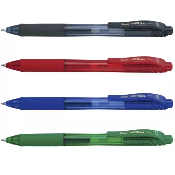 Pentel EnerGel BL107-4 Stylo roller gel assorti 0,35 mm pointe aiguille lot de 4