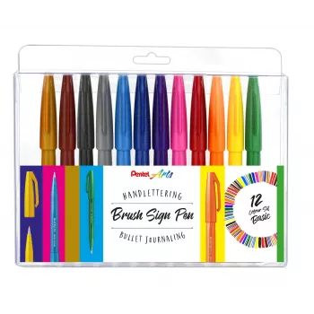 Ensemble de 12 stylos pinceaux Pentel SES15-12, couleurs assorties