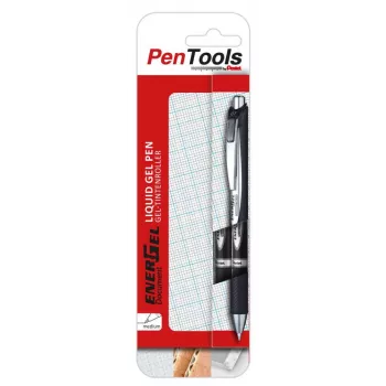 Pentel EnerGel Document Stylo roller gel liquide lot de 2 noir 0,5 mm