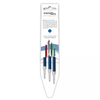 Recharges de stylo gel Pentel 3 EnerGel, bleues, 0,7 mm