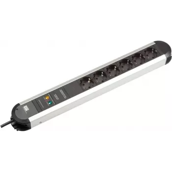 Multiprise parafoudre BACHMANN PRIMO, 6 prises AC, 1,75 m, Type F, aluminium, noire