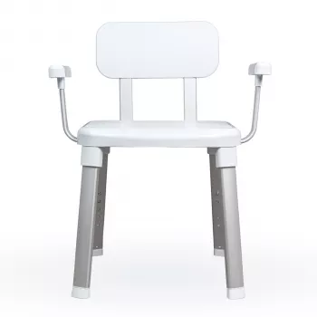 Weinberger Gratia chaise de douche et de bain avec dossier et accoudoirs - blanc/argent