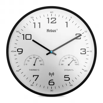Horloge murale radio-pilotée MEBUS 52840 blanche 25 cm