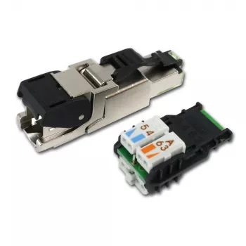 Connecteur RJ45 Telegärtner MFP8 Cat.6a (Deep), T568A avec capuchon anti-poussière prémonté, boîtier robuste en zinc moulé sous pression - 1 pièce (J00026A2004)