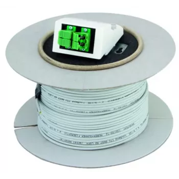 Câble de raccordement fibre optique Telegärtner H02082A0004 LC duplex vers LC duplex multimode OM4 4 fibres 100 m aqua LSZH