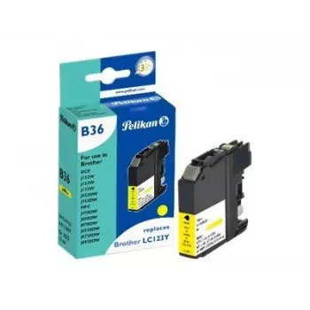 Cartouche d'encre compatible Pelikan pour Brother LC123Y jaune (11 ml, 600 pages)