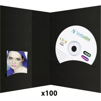 DAIBER 6613 1x100 pochettes avec archivage CD, 10x15, noir