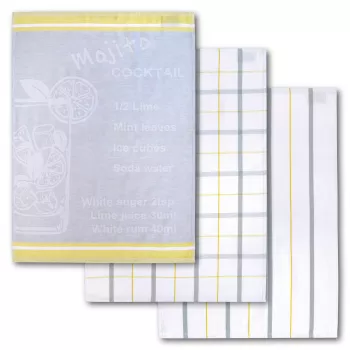 Ensemble de torchons Dyckhoff Mojito Cocktail damier 3 pièces 50x70 cm