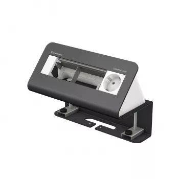 Kindermann CablePort desk² Plaque de connexion de bureau 4 voies - 4 prises Schuko, 2x RJ45 Cat.6A, 2x USB-A, 1x HDMI, 1x USB-C, noir