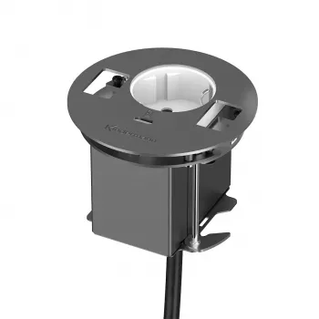 Kindermann CablePort table³ Boîtier de connexion de table à encastrer avec 2x Schuko, 2x RJ45, 1x HDMI, 1x USB-A, argent/noir