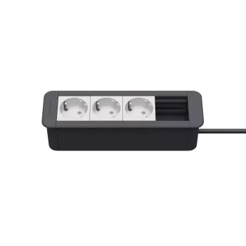 Kindermann CP Office cadre 4 voies 3 x prise de courant concentrateur de connexion de bureau argent