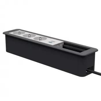 Kindermann CP Office cadre 6 voies 3x Schuko 1x port de charge USB-A