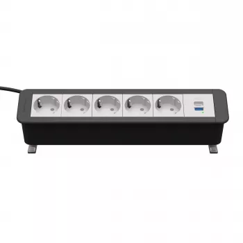 Multiprise CP Office Desk Kindermann 5x Schuko 1x USB-A 3 m noire