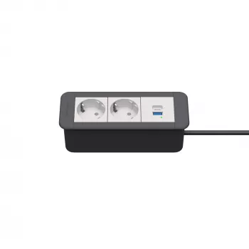 Kindermann CP Office cadre 3 voies 2x prise Schuko 1x chargeur USB (7551000122)