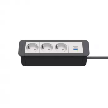 Kindermann CP Office cadre 4 voies 3x Schuko 1x USB-C PD module de connexion de table
