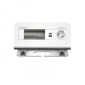 Kindermann CablePort desk² 4 voies 1x prise Schuko 1x charge USB-A argent