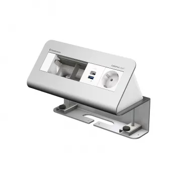 Kindermann CablePort desk² 4 voies 1x prise Schuko 1x charge USB-A argent