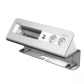 Kindermann CablePort desk² 6 voies 2x charge USB module de serrage de table argent/noir