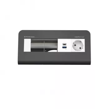 Kindermann CP desk² 80 4 voies panneau de connexion de bureau avec 1x alimentation et 1x USB-A, argent/noir