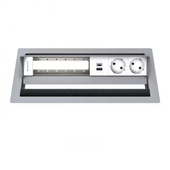 Kindermann CP Standard² panneau de connexion de table 6 voies avec 2x prises, 1x port de charge USB-A, HDMI, RJ45