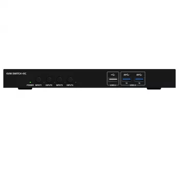 Kindermann KVM Switch 41C - commutateur KVM numérique 4 ports avec DVI-D, USB, audio, émulation EDID