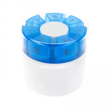 Pilulier First Aid Only avec coupe-comprimés bleu blanc