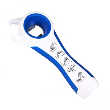 Ouvre-bouteilles et ouvre-boîtes multifonction 5 en 1 First Aid Only, blanc/bleu, réduit l'effort