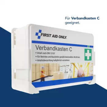 Support mural First Aid Only pour trousse de premiers secours C, trous prépercés, blanc/gris