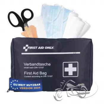 Trousse de premiers secours moto First Aid Only DIN 13167 bleue pansements variés