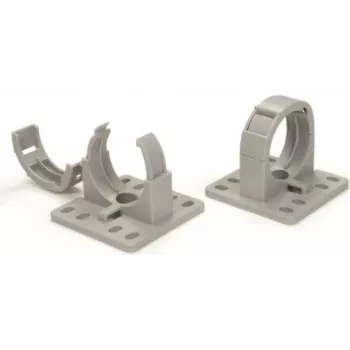 HellermannTyton CTCC-IWS37-MB65-PA66/6HIRHS-GY 20 clip pour gaine ondulée, gris, 37 mm, fixation à vis, PA66, pack de 20