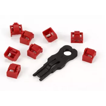 Bloqueurs TP/RJ45 ALLNET rouges, lot de 10 avec clé de sécurité, capuchons anti-poussière, verrou de sécurité réseau (ALL-TP-RJ45-Blocker-10PCS)