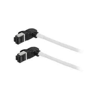 Synergy21 Câble patch RJ45, CAT6A 500MHz, 0,25m, blanc, S/FTP, rond Slimline d=4,5mm, TPE/LSZH (Superflex), AWG28, avec connecteur brut CAT7, connecteur rotatif