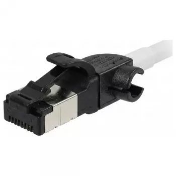 Synergy21 Câble patch RJ45, CAT6A 500MHz, 1,0m, blanc, S/FTP, rond Slimline d=4,5mm, TPE/LSZH (Superflex), AWG28, avec câble brut CAT7, connecteur rotatif