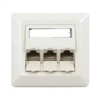 Prise murale réseau Synergy 21 S216327 RJ-45 Cat6a, 2 ports, blindée, blanc (RAL 9010)