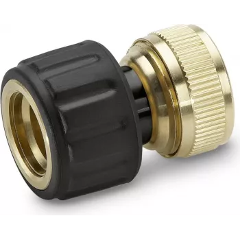 Raccord de tuyau Kärcher Premium Line avec arrêt d'eau - compatible 1/2 inch et 5/8 inch, noir/jaune