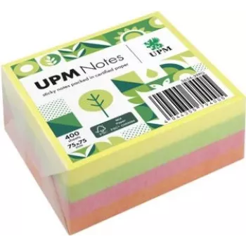 Notes autocollantes UPM Notes Brilliant Mix 400 feuilles jaune rose vert 76x76mm 3 blocs