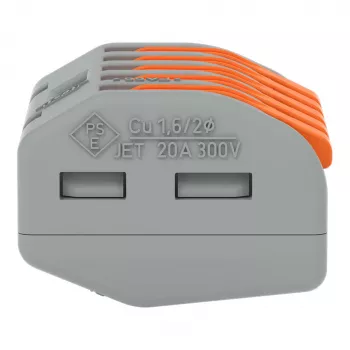 WAGO 222-415 Borne compacte à ressort 5 conducteurs à levier, 32 A, 400 V, gris/orange
