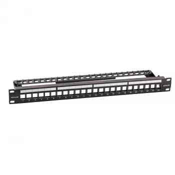 EFB Elektronik Panneau de distribution 19 inch 24 ports 1U pour modules Keystone, noir profond (RAL 9005)