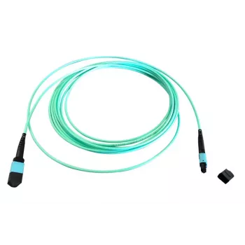 EFB Elektronik câble patch fibre optique MTP femelle vers MTP femelle 12 fibres OM3 multimode, LSZH, aqua, type A, 15 m