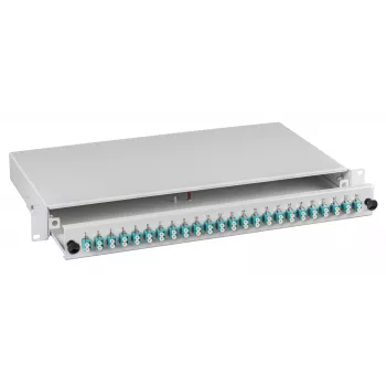 Boîtier d'épissure EFB-Elektronik LC 50/125µm OM3 extractible, 48 pigtails préconnectorisés / 24 coupleurs